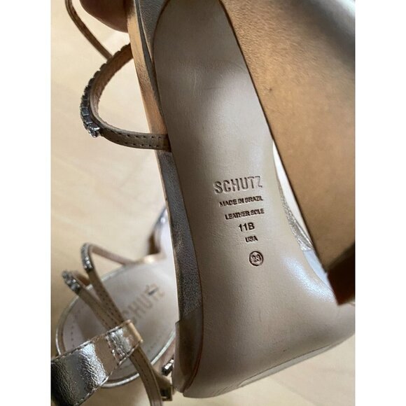 SCHUTZ "Rowenah" jewelled heels gold rhinestones sandals sz 11 - Picture 10 of 12